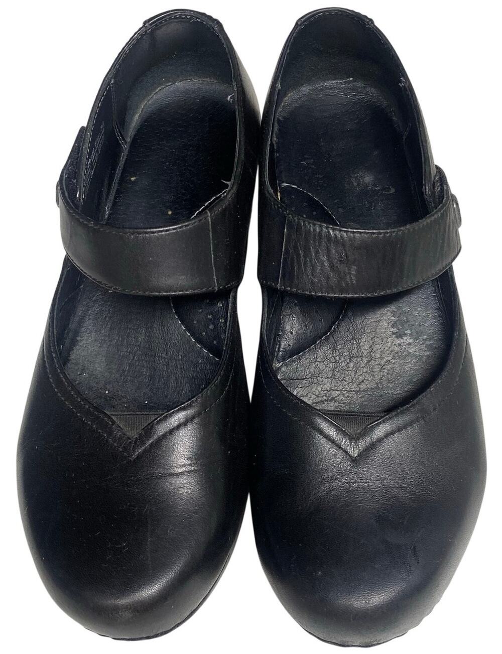 Dansko "Tandy" Mary Jane Women's Leather Clog, Hook & Loop, Black, EU 38, US 8
